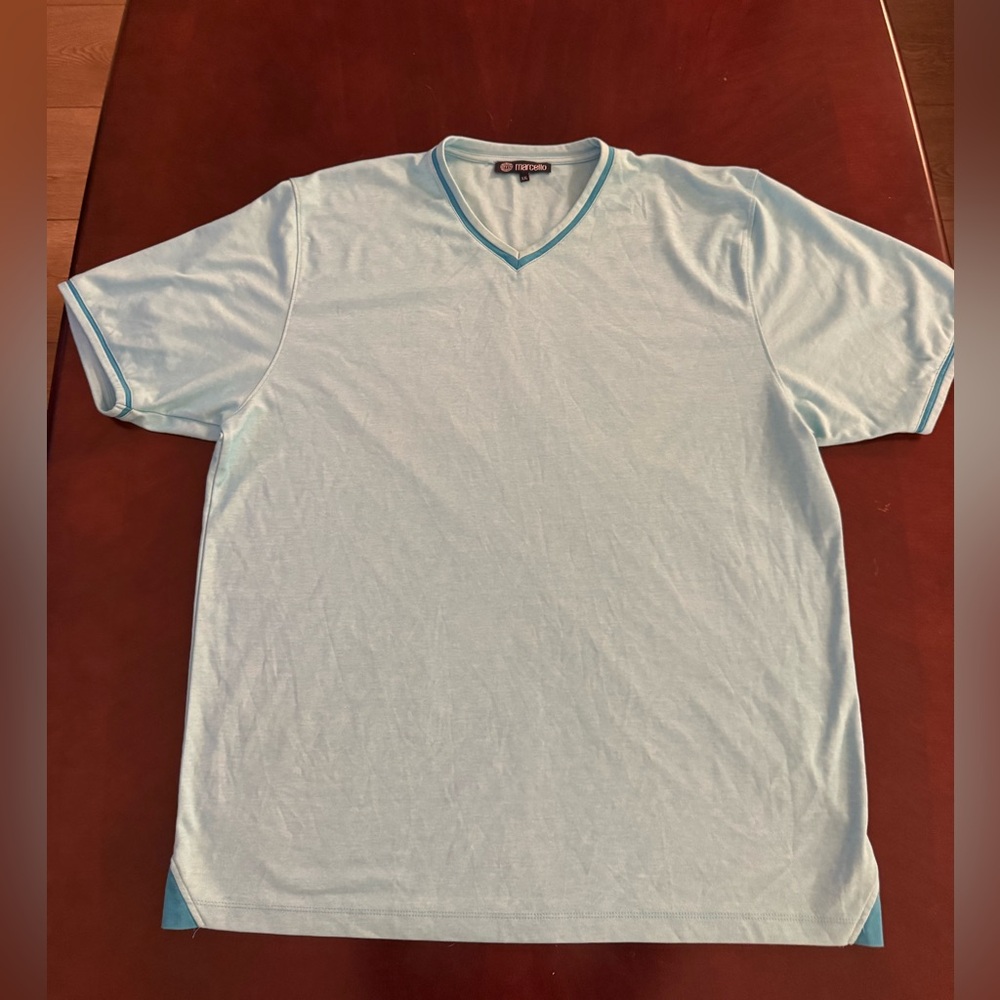 Sky Blue V-Neck Men's Short Sleeve Tee